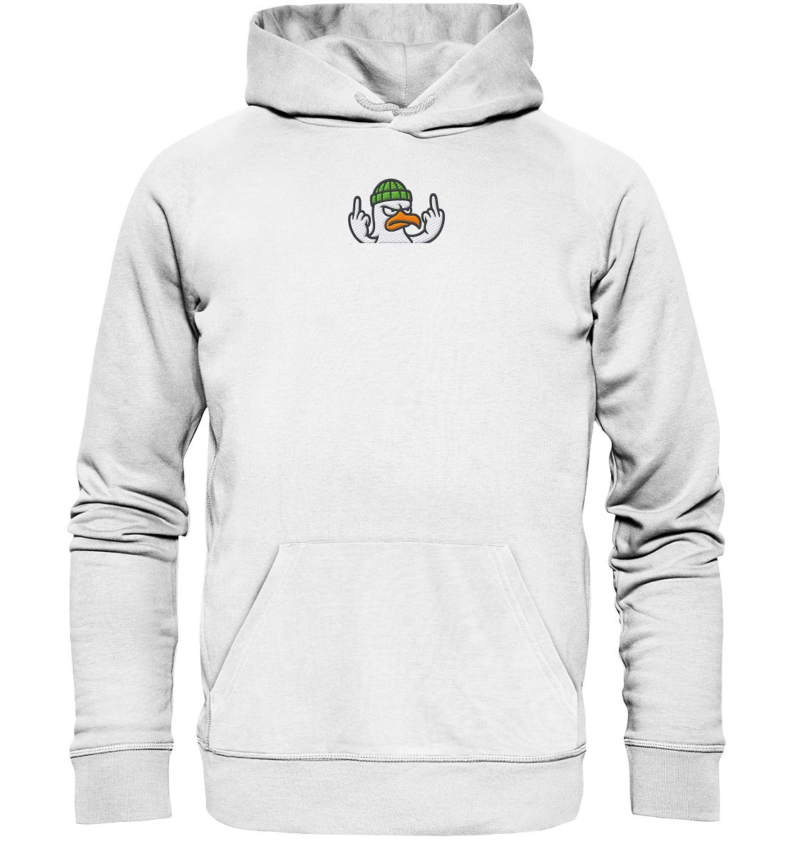 Möwe mit Mittelfinger – Kein Bock, keine Diskussionen - Organic Hoodie (Stick)