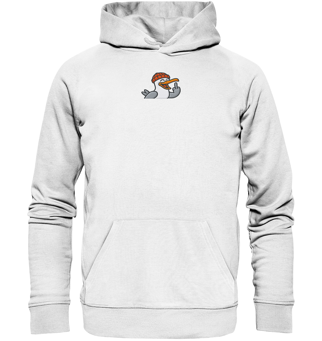 Möwe mit Mittelfinger – Wenn Höflichkeit keine Option mehr ist  - Organic Hoodie (Stick)