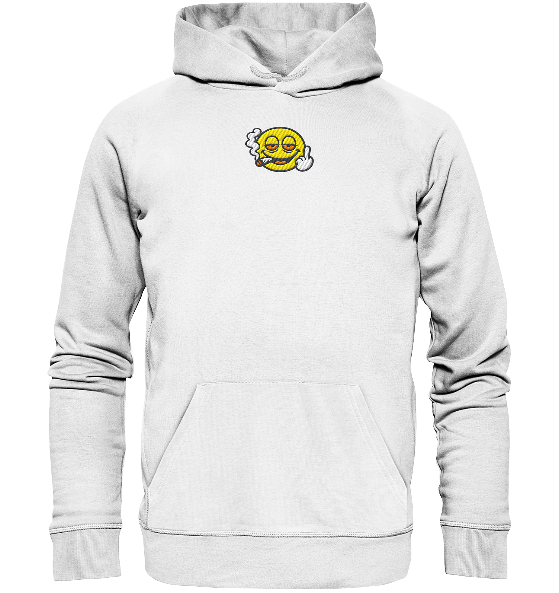 Smiley mit Mittelfinger – Wie ein Joint, nur zum Anziehen - Organic Hoodie (Stick)