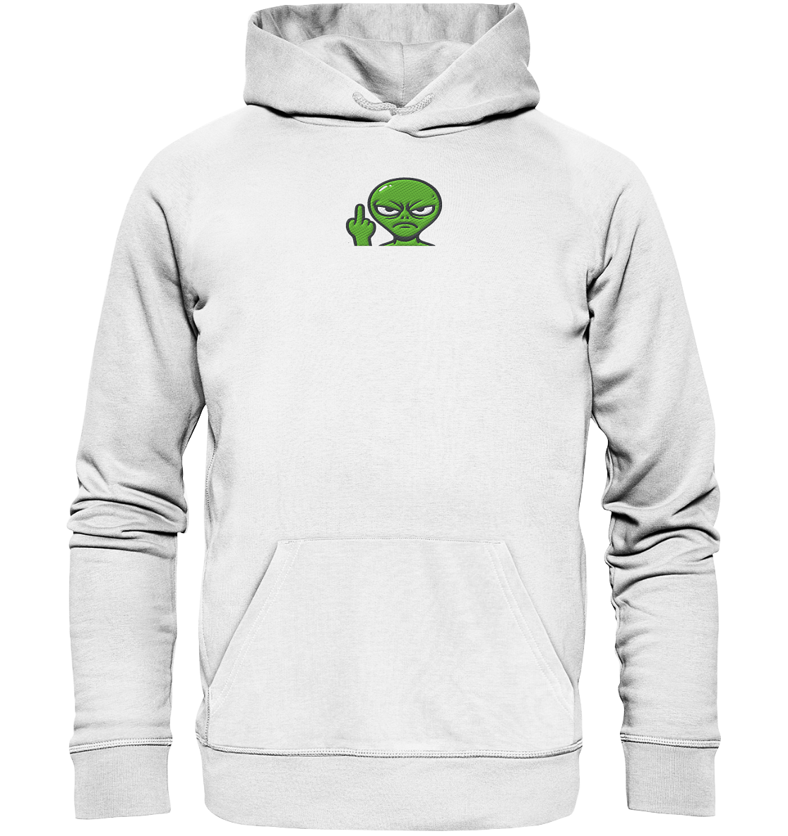 Alien mit Mittelfinger – Erdleben ist kein Ponyhof - Organic Hoodie (Stick)