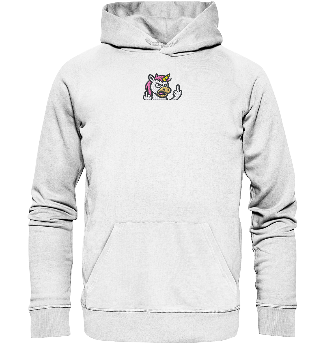 Einhorn mit Mittelfinger – Wenn die Zuckerwatte abgelaufen ist - Organic Hoodie (Stick)