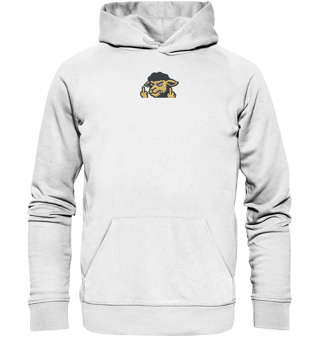 Schwarzes Schaf mit Mittelfinger – Für alle, die nicht dazugehören wollen - Organic Hoodie (Stick)