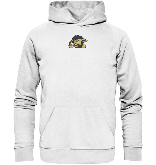 Schwarzes Schaf mit Mittelfinger – Für alle, die nicht dazugehören wollen - Organic Hoodie (Stick)