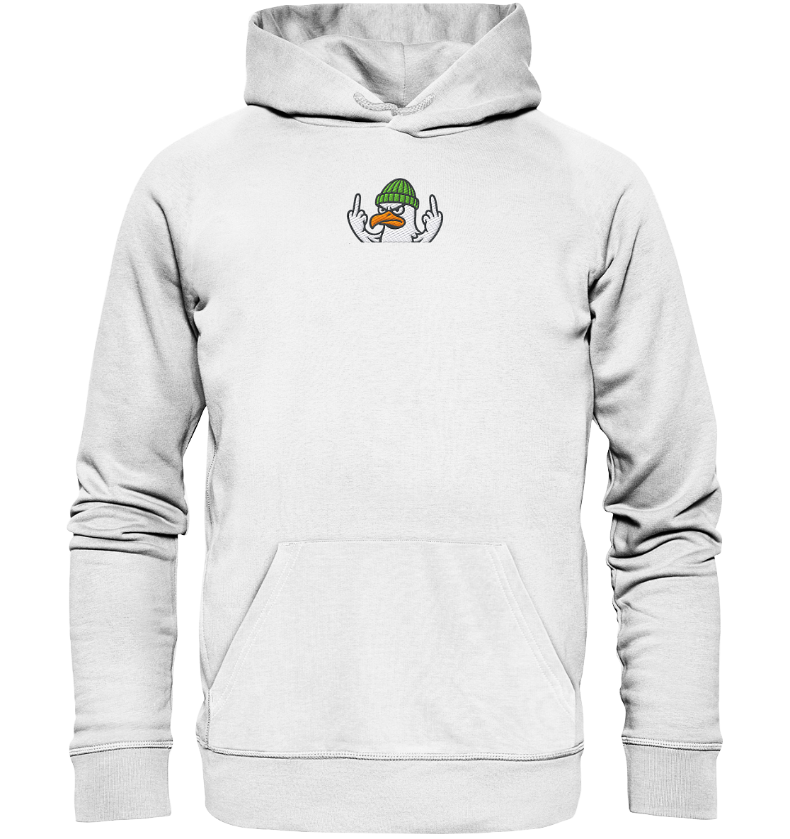 Möwe mit Mittelfinger – Vogel zeigen, Stil behalten - Organic Hoodie (Stick)