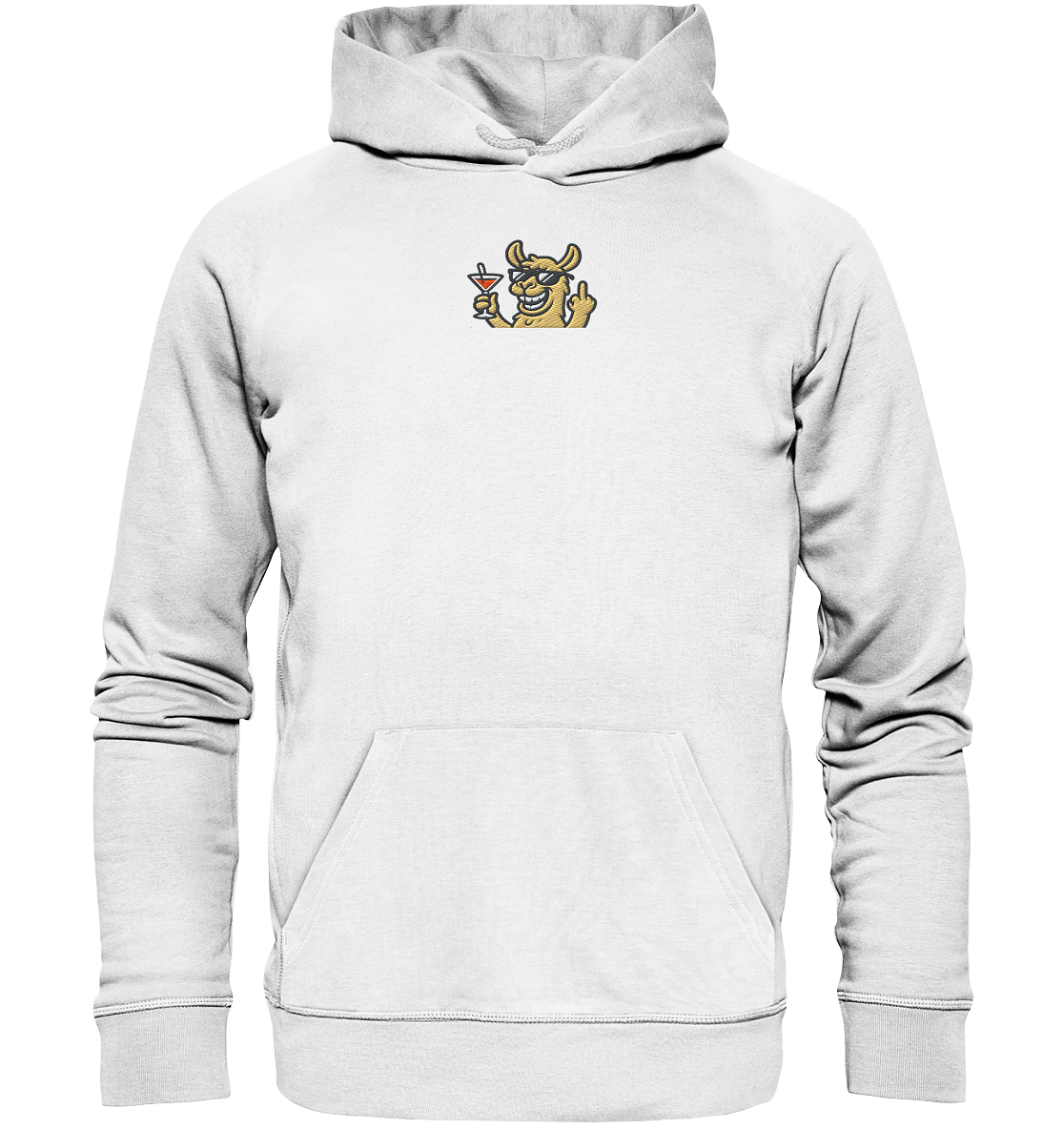 Lama mit Mittelfinger – Partymodus mit Attitüde - Organic Hoodie (Stick)