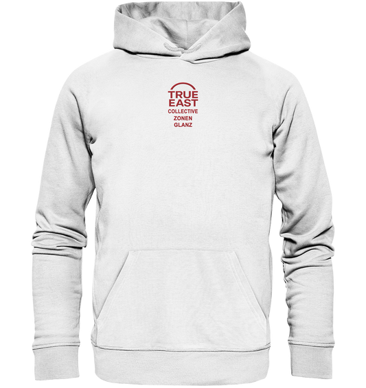True East Logo & Zonenglanz – Ostdeutsch, echt, unverkennbar - Organic Hoodie (Stick)