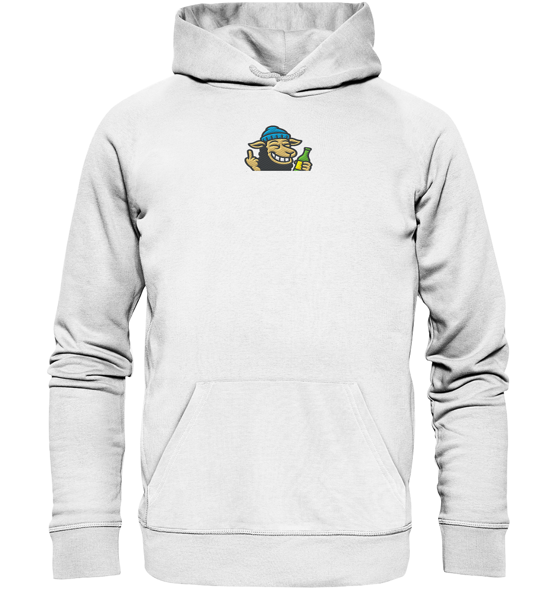 Schaf mit Mittelfinger im Partymodus – Dancefloor? Nur wenn’s brennt - Organic Hoodie (Stick)