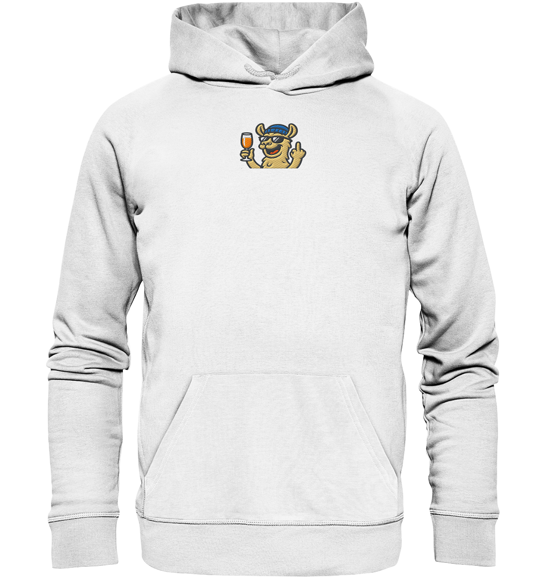 Lama mit Mittelfinger – Der ultimative Stoppschild für Laberer - Organic Hoodie (Stick)