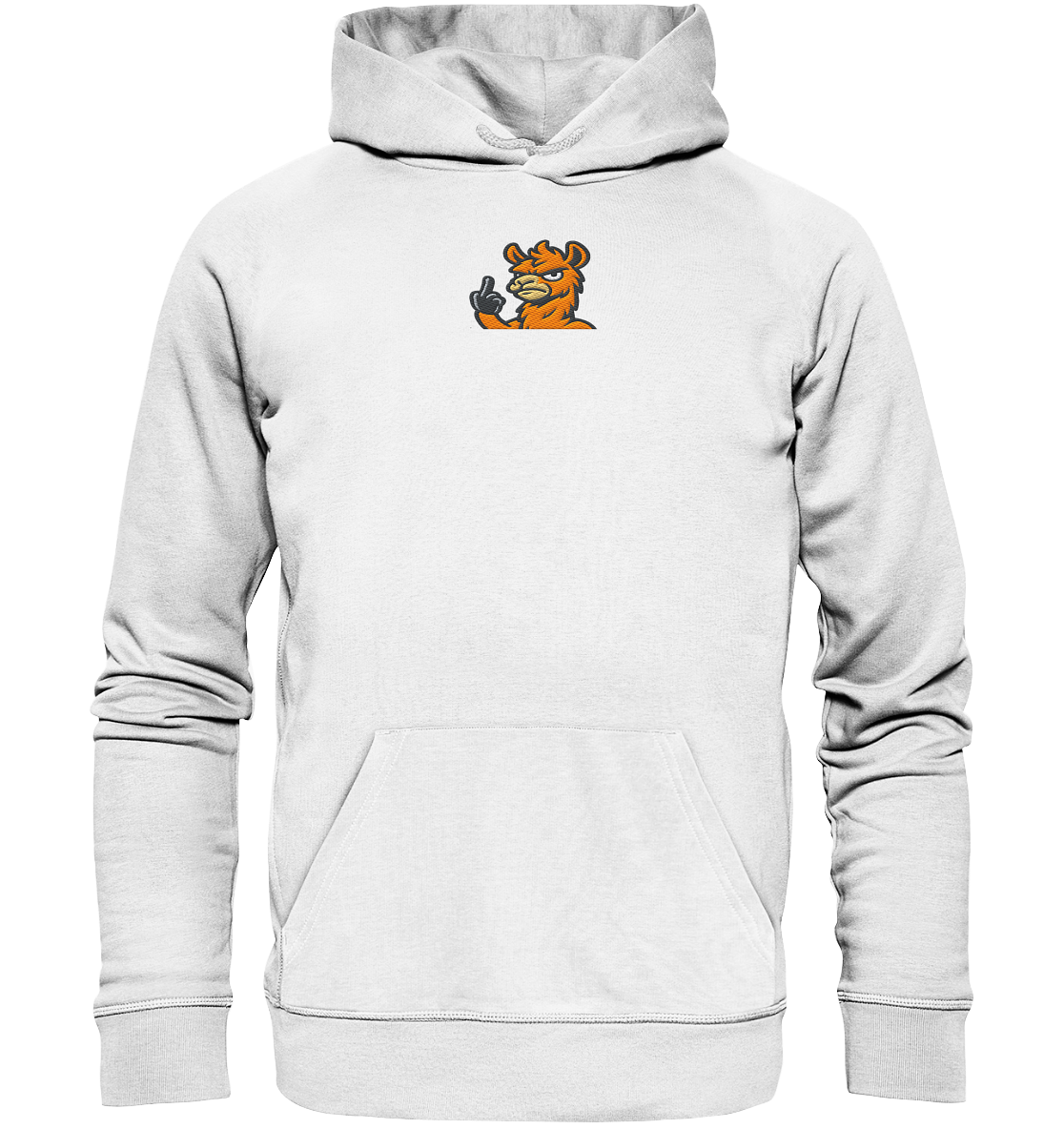 Lama mit Mittelfinger – Meditation auf Abwehrmodus - Organic Hoodie (Stick)