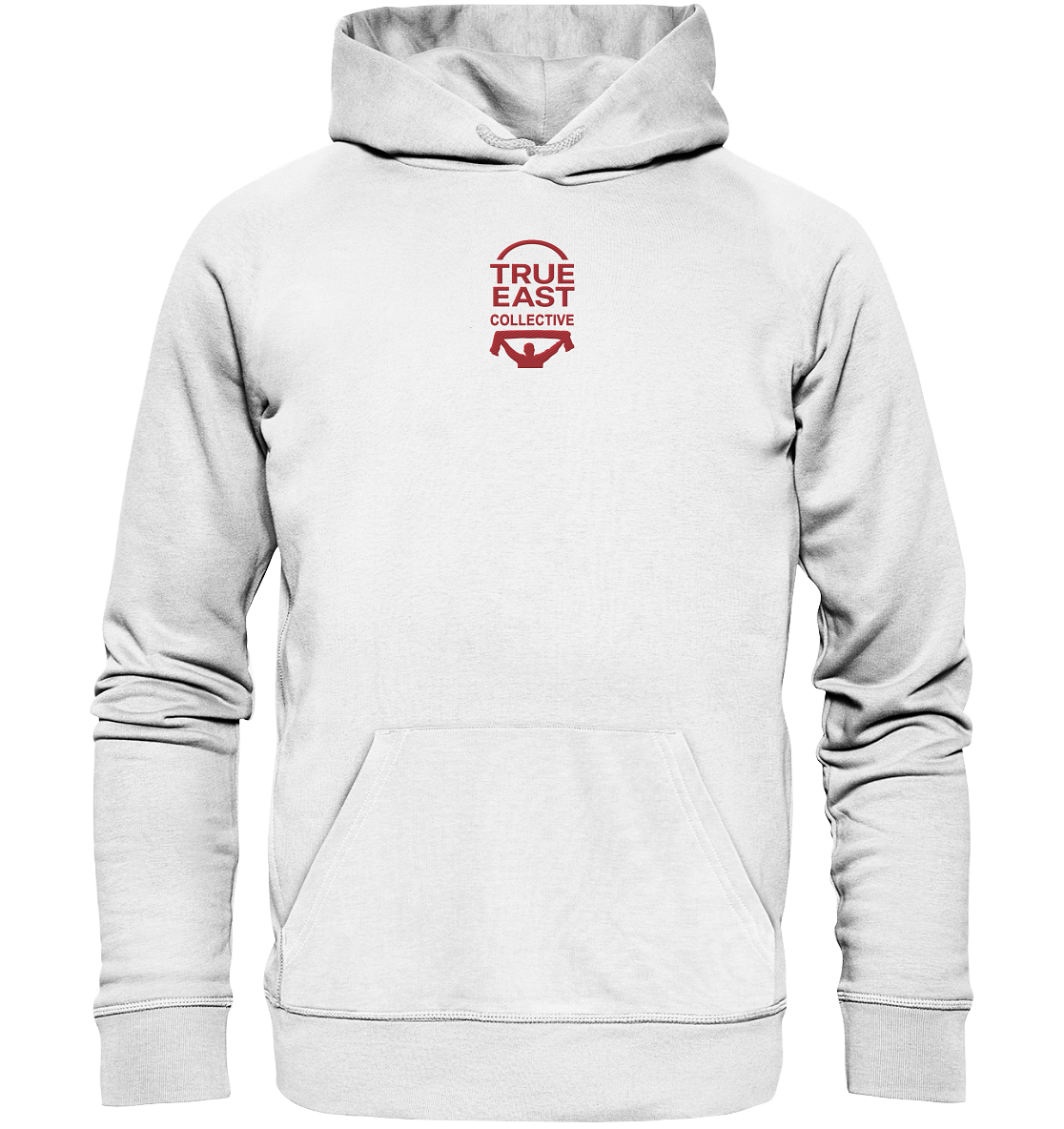 True East Logo & Ultra-Silhouette – Haltung in Bewegung - Organic Hoodie (Stick)