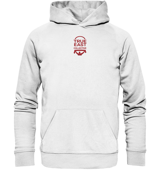 True East Logo & Ultra-Silhouette – Haltung in Bewegung - Organic Hoodie (Stick)