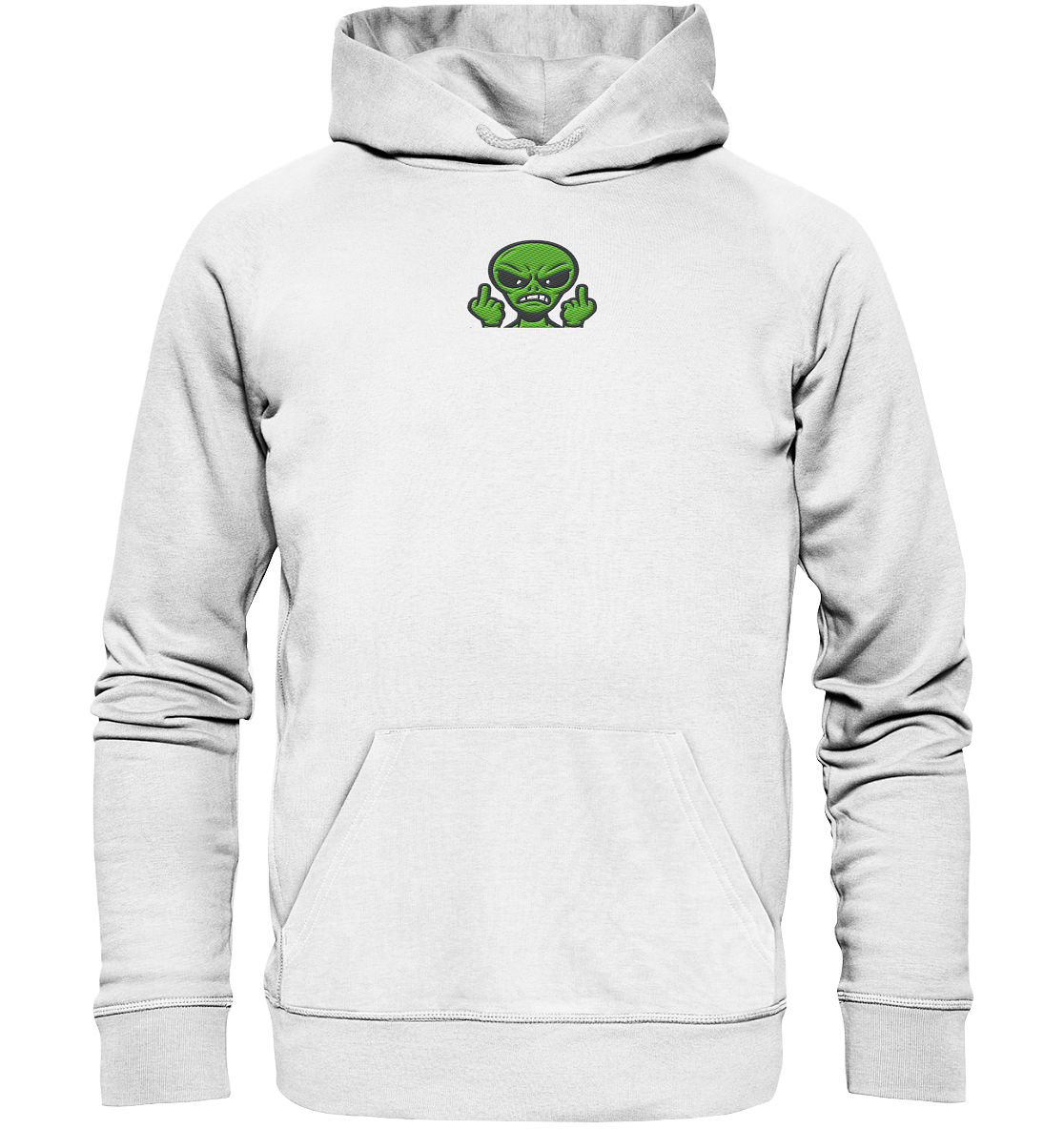 Alien mit Mittelfinger – Kontakt abgebrochen - Organic Hoodie (Stick)