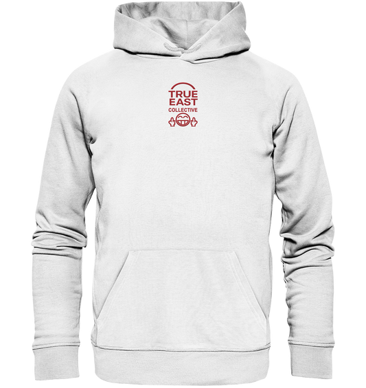 True East Logo & Doppelfinger-Smiley – Lächeln, aber lass stecken - Organic Hoodie (Stick)