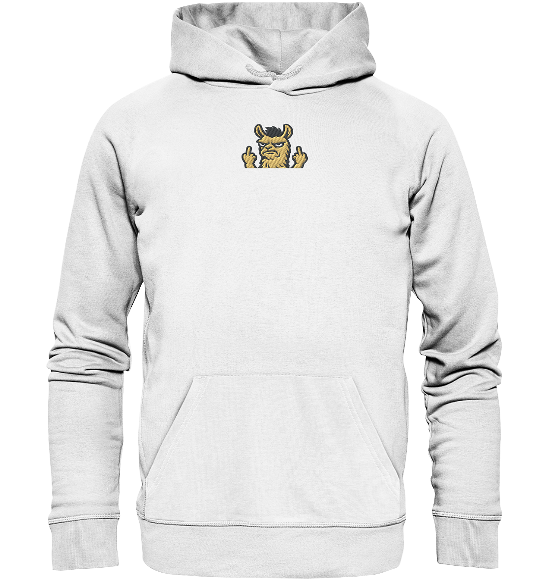 Lama mit Mittelfinger – Dein Mode-Statement gegen soziale Überforderung - Organic Hoodie (Stick)