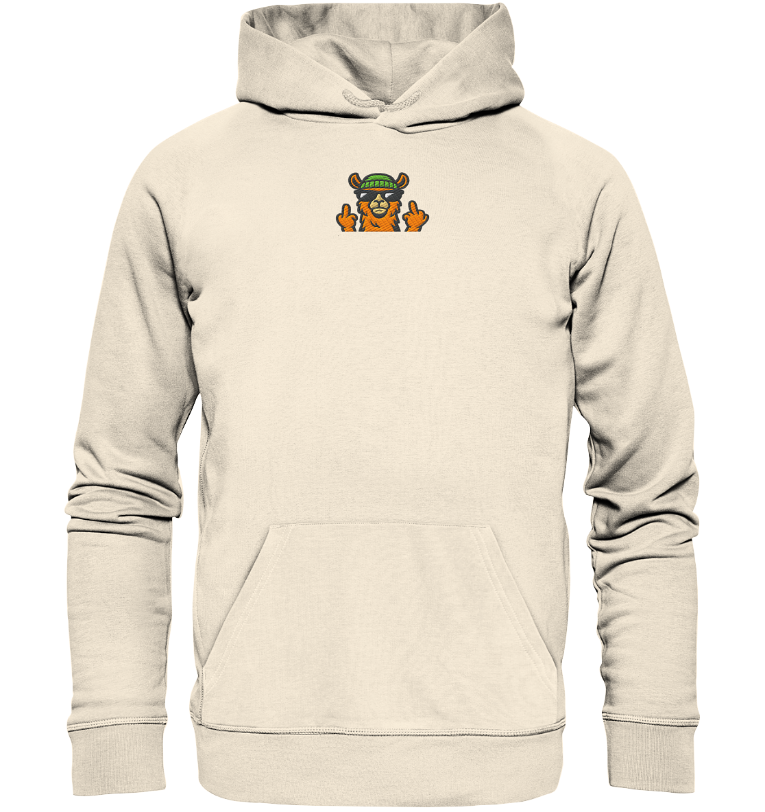 Lama mit Mittelfinger – Dein freches Statement gegen nervige Fragen und blöde Menschen - Organic Hoodie (Stick)