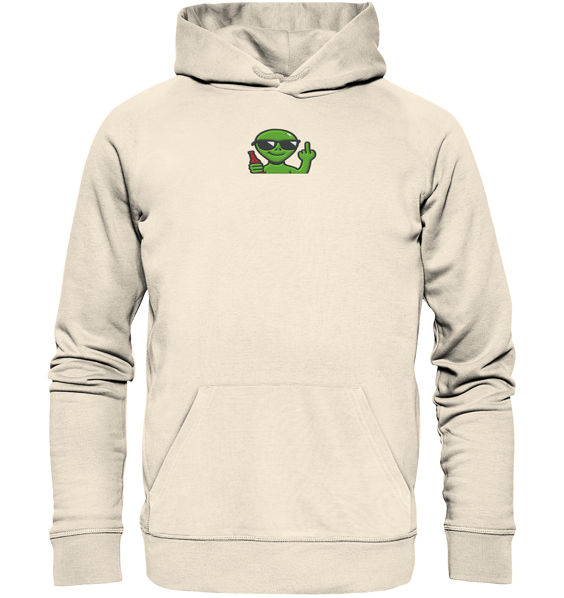 Alien mit Mittelfinger – Der Club gehört den Sternen - Organic Hoodie (Stick)