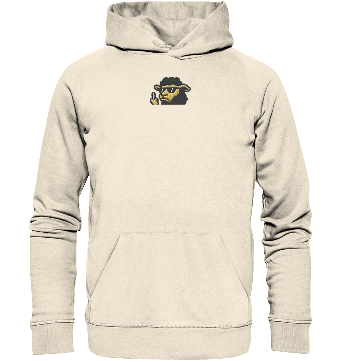 Schwarzes Schaf mit Mittelfinger – Lieber auffallen als mitlaufen - Organic Hoodie (Stick)