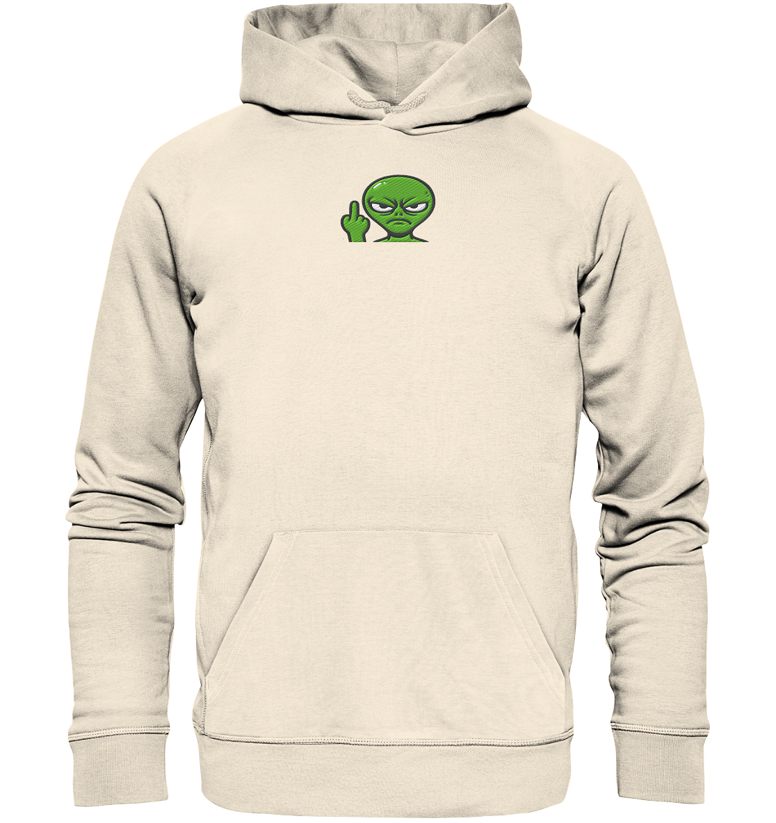 Alien mit Mittelfinger – Erdleben ist kein Ponyhof - Organic Hoodie (Stick)