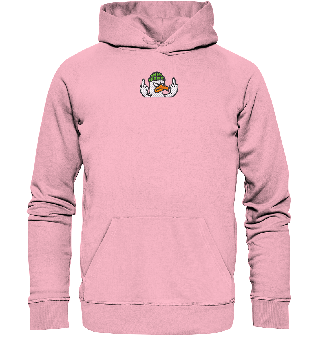 Möwe mit Mittelfinger – Kein Bock, keine Diskussionen - Organic Hoodie (Stick)
