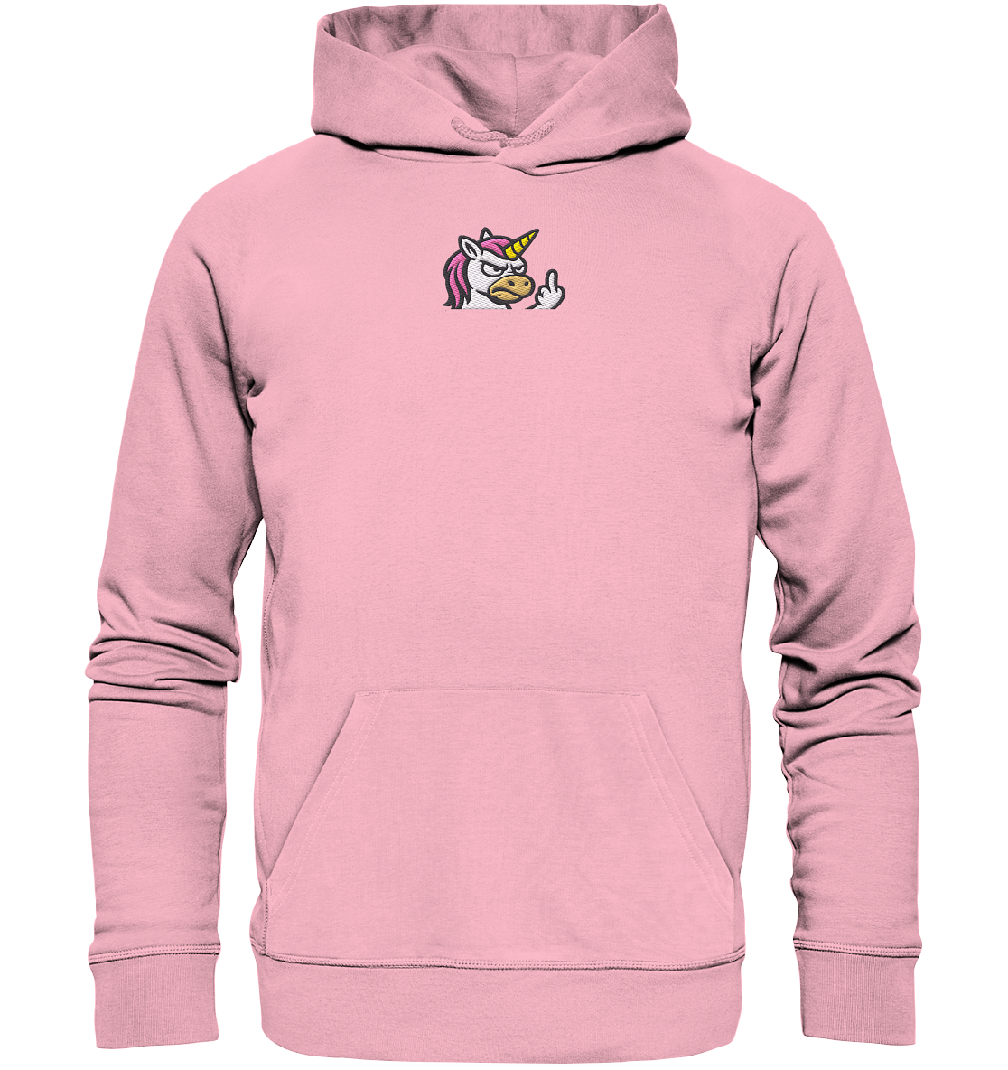 Einhorn mit Mittelfinger – Magie war gestern, jetzt kommt Klartext - Organic Hoodie (Stick)
