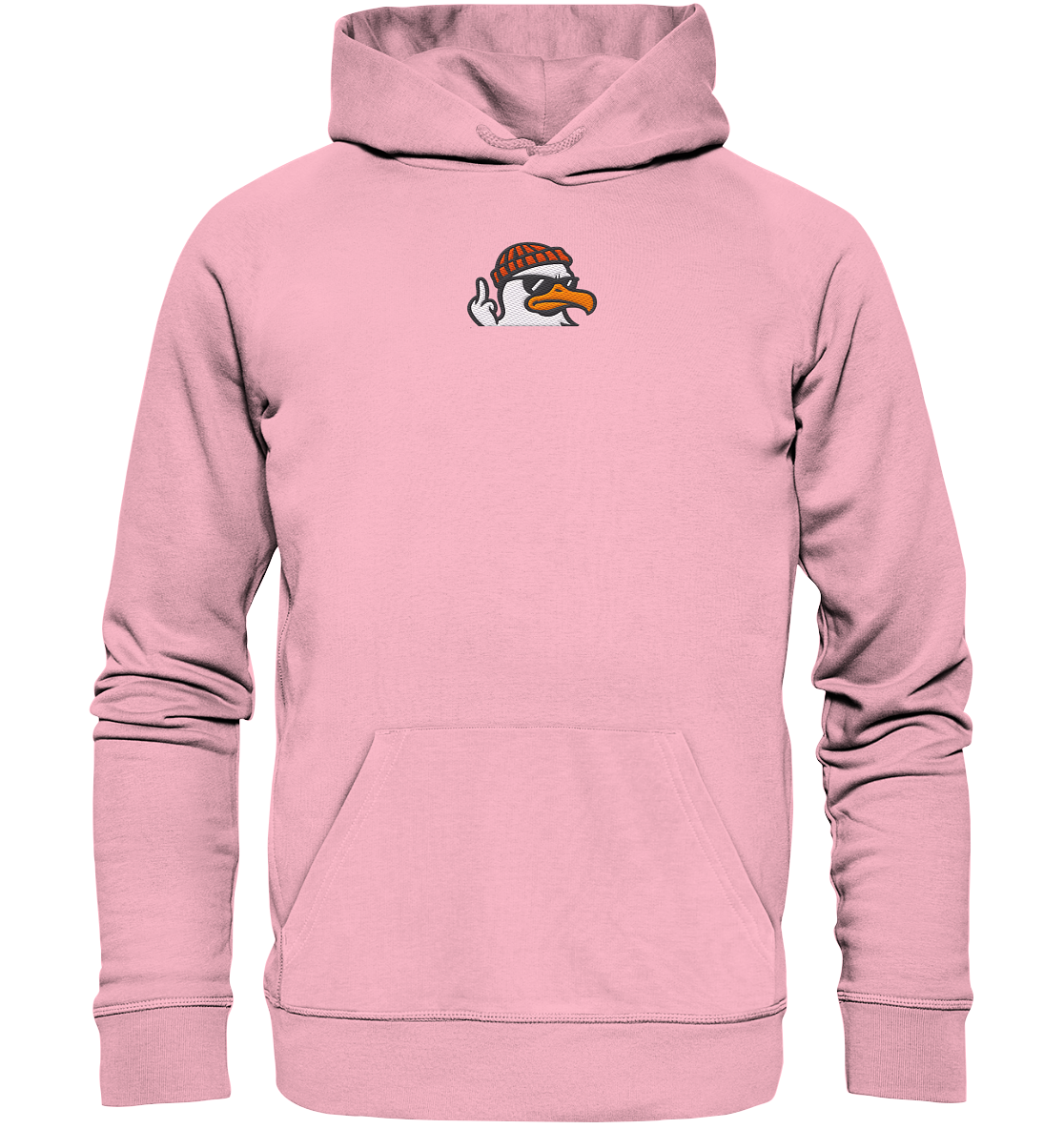 Möwe mit Mittelfinger – Klarstellung in Federform - Organic Hoodie (Stick)