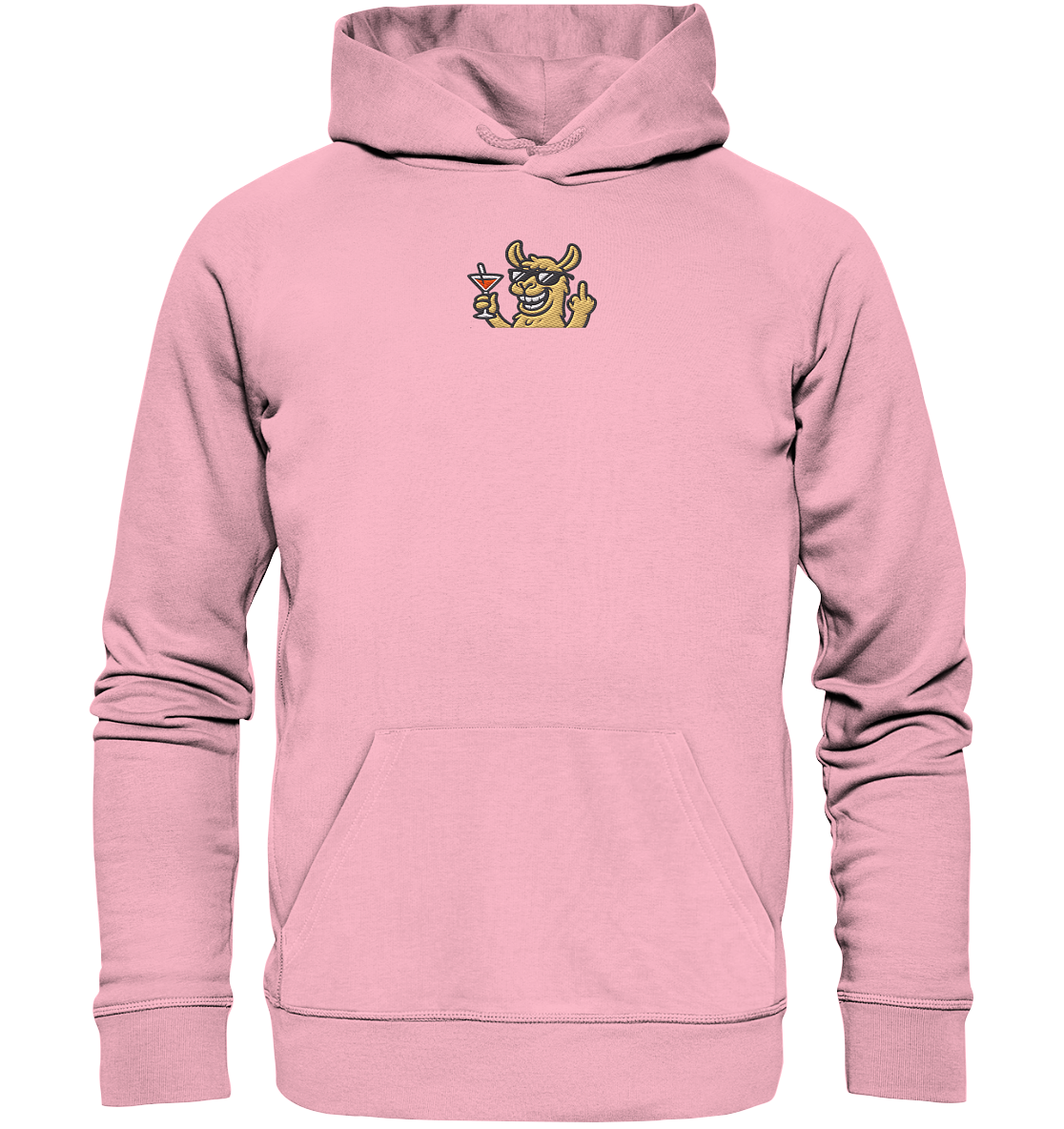 Lama mit Mittelfinger – Partymodus mit Attitüde - Organic Hoodie (Stick)