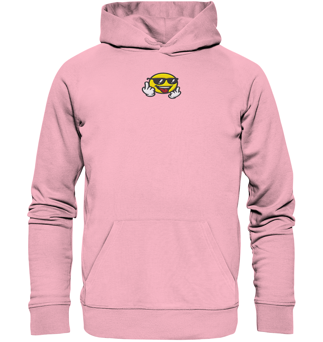 Smiley mit Mittelfinger – Der freundlichste Mittelfinger der Welt - Organic Hoodie (Stick)