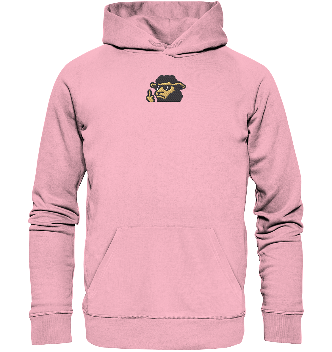 Schwarzes Schaf mit Mittelfinger – Lieber auffallen als mitlaufen - Organic Hoodie (Stick)