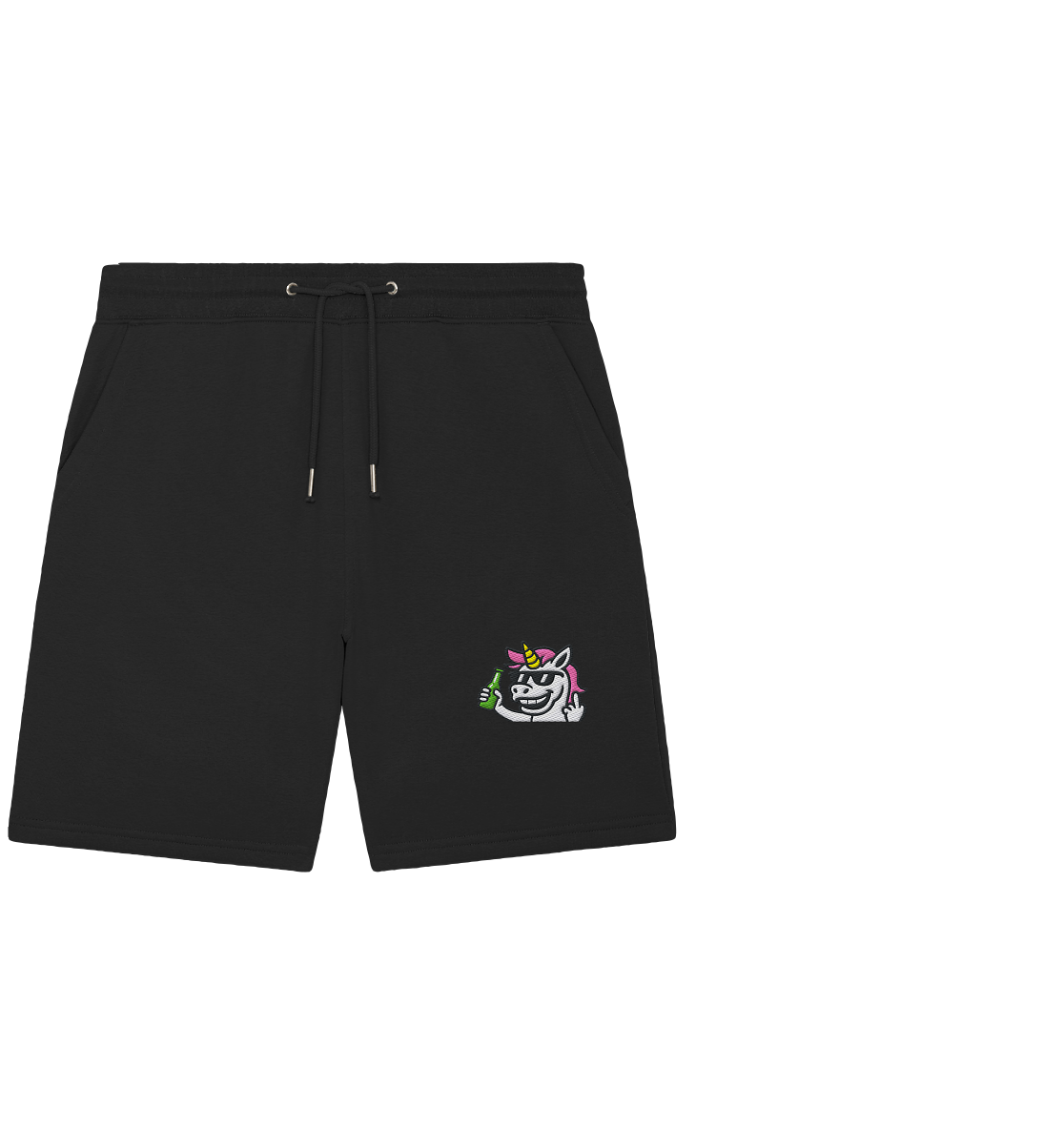Einhorn mit Mittelfinger – Im Partymodus scheißt’s auf Glitzerregeln - Organic Jogger Shorts (Stick)