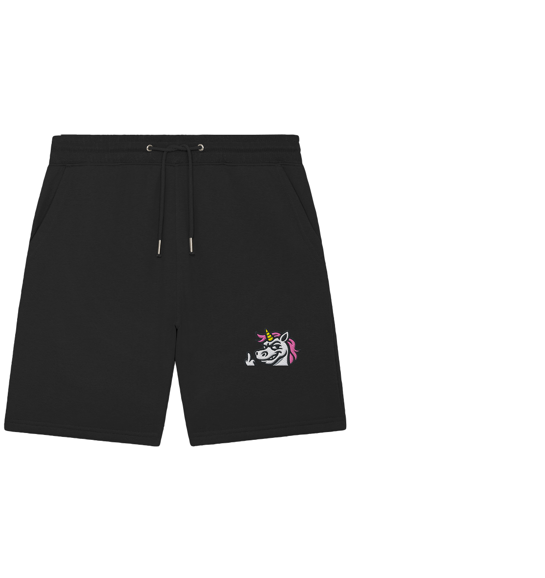 Einhorn mit Mittelfinger – Zu süß zum Ertragen, zu frech zum Ignorieren - Organic Jogger Shorts (Stick)