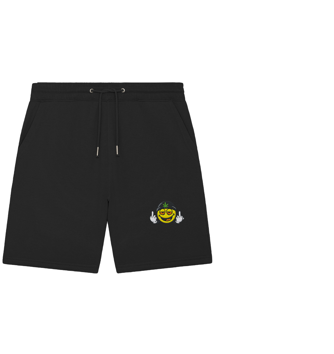 Smiley mit Mittelfinger – Lächeln. Ziehen. Grenzen setzen. - Organic Jogger Shorts (Stick)