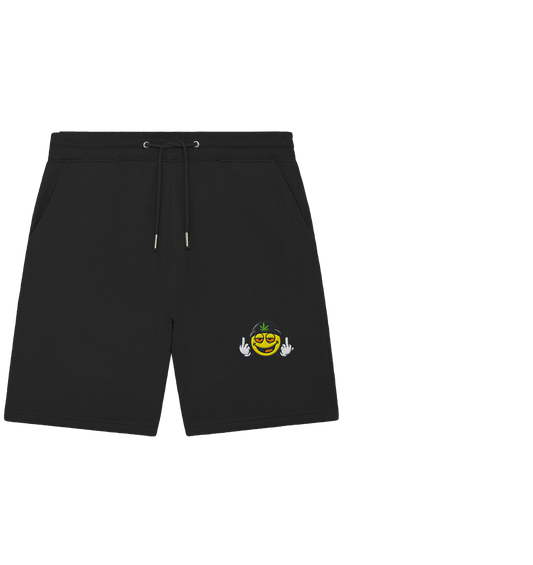 Smiley mit Mittelfinger – Lächeln. Ziehen. Grenzen setzen. - Organic Jogger Shorts (Stick)