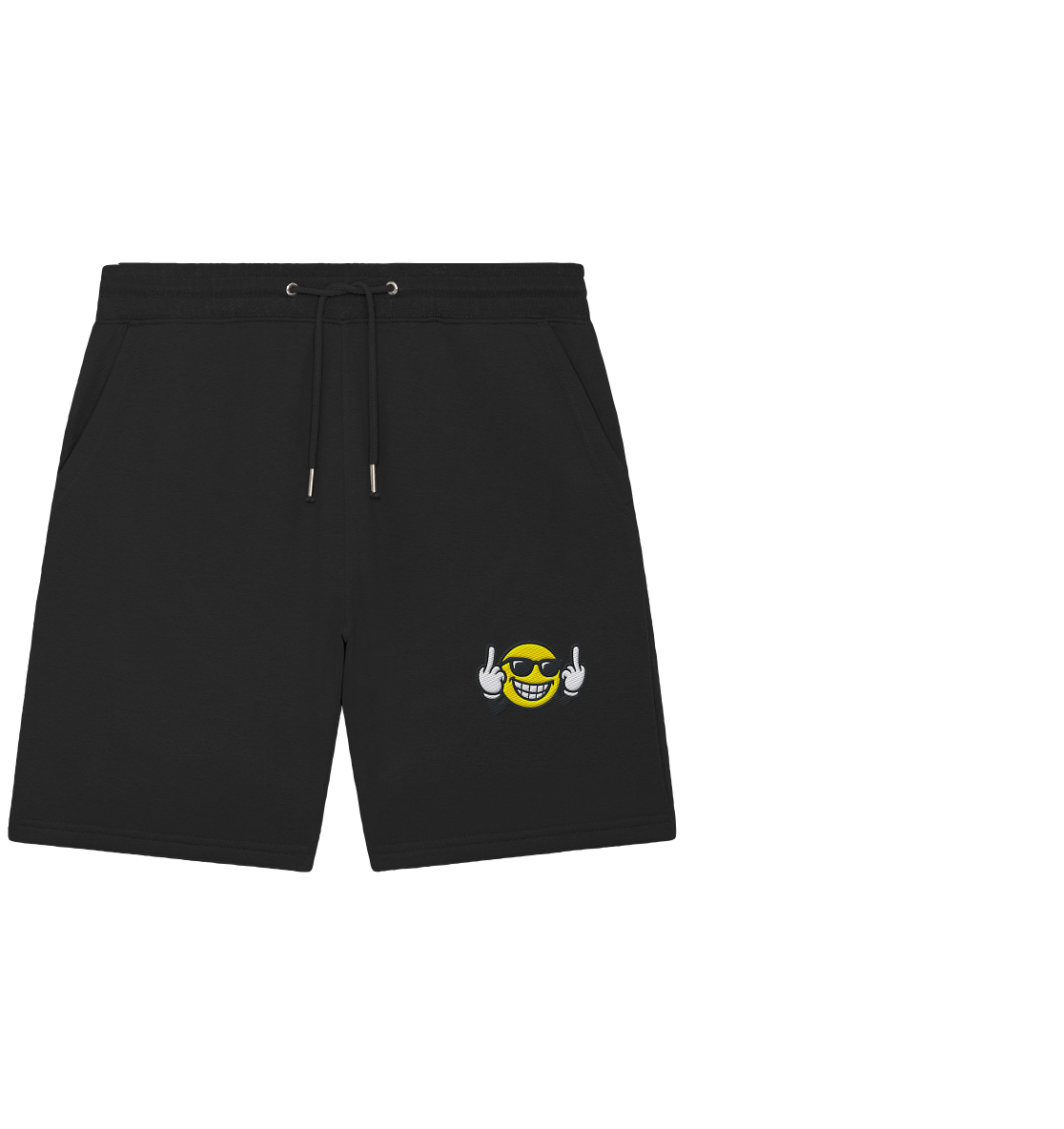 Smiley mit Mittelfinger – Nett lächeln. Weitergehen. - Organic Jogger Shorts (Stick)