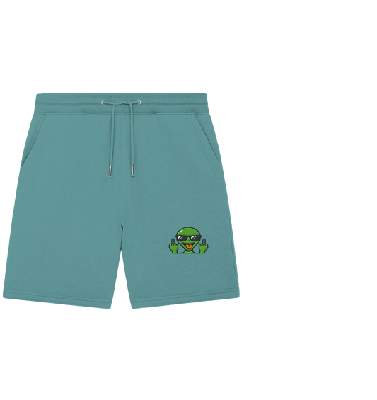 Alien mit Mittelfinger – Grüße vom Planeten Genervt - Organic Jogger Shorts (Stick)