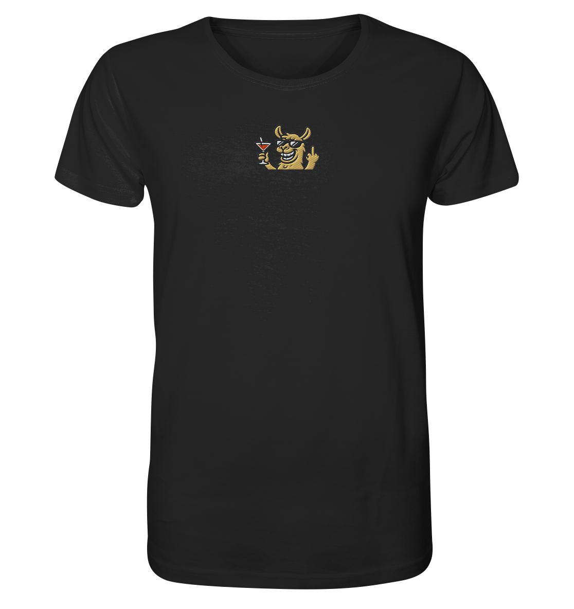 Lama mit Mittelfinger – Partymodus mit Attitüde - Organic Shirt (Stick)