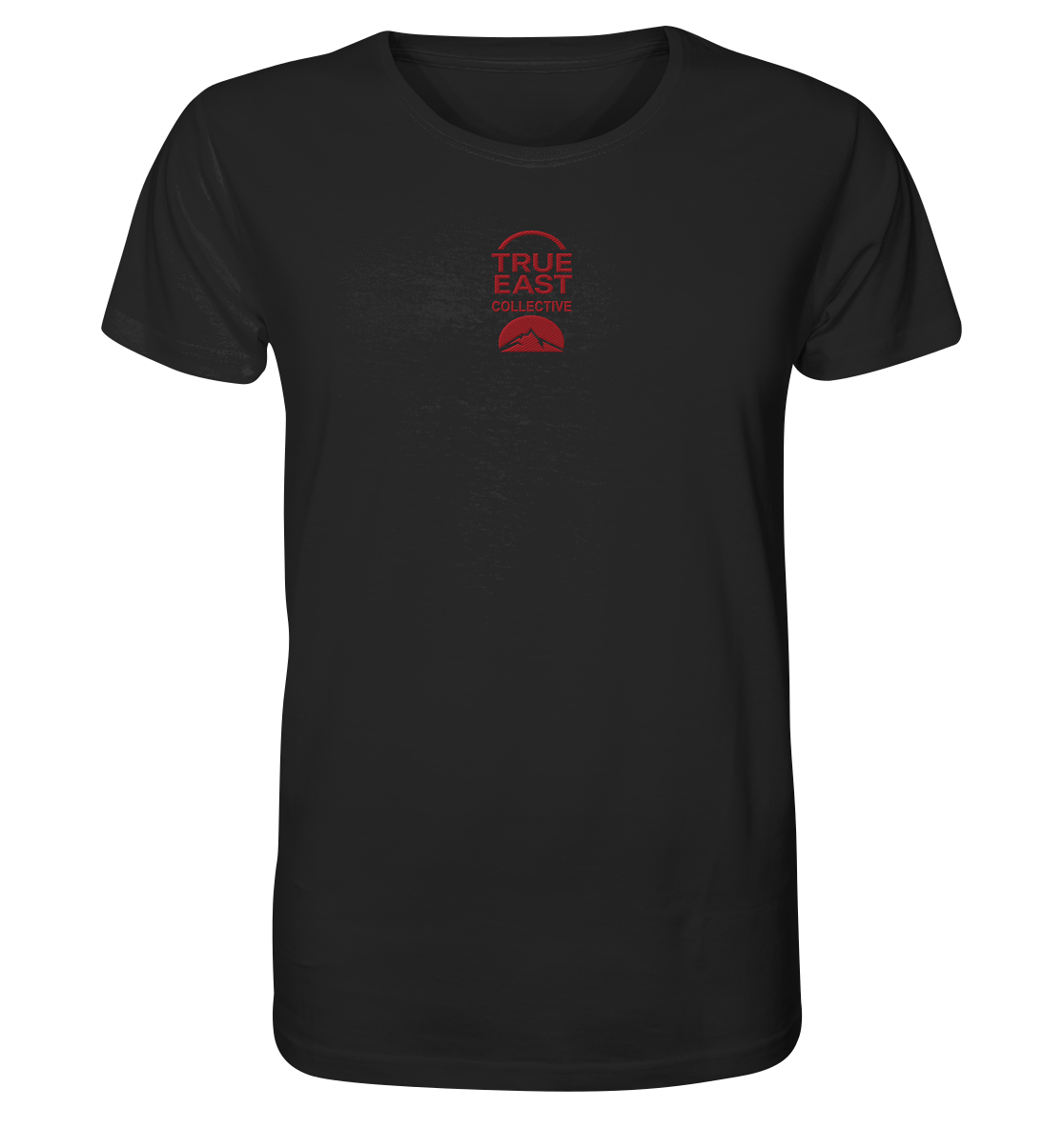 True East Logo + Bergsilhouette – Zuhause ist ein Horizont - Organic Shirt (Stick)