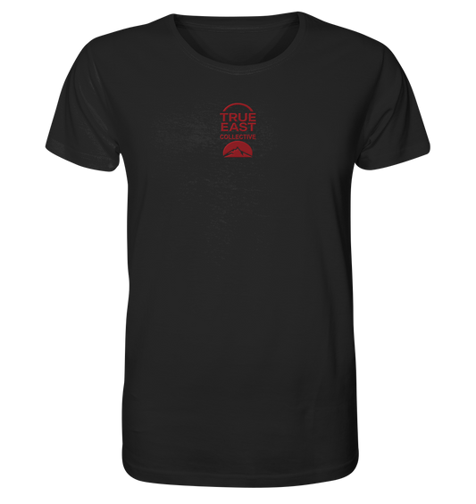 True East Logo + Bergsilhouette – Zuhause ist ein Horizont - Organic Shirt (Stick)