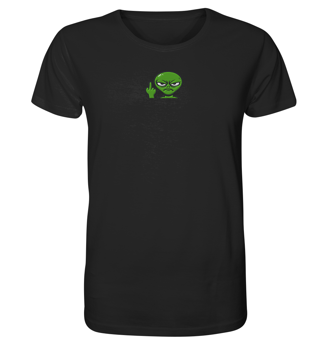 Alien mit Mittelfinger – Erdleben ist kein Ponyhof - Organic Shirt (Stick)