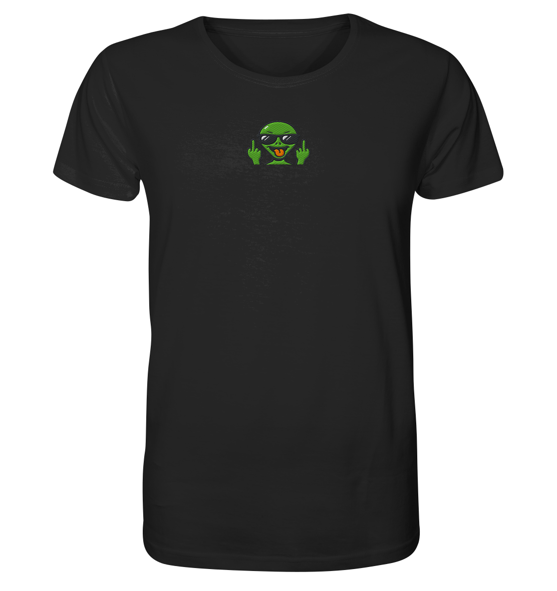 Alien mit Mittelfinger – Grüße vom Planeten Genervt - Organic Shirt (Stick)