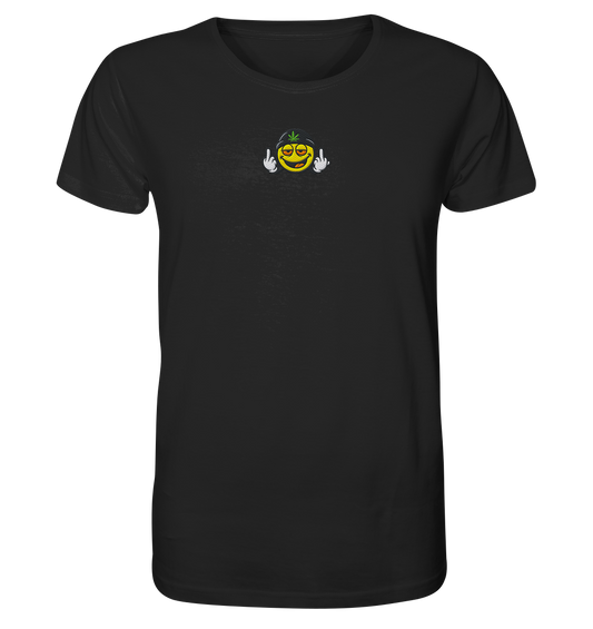 Smiley mit Mittelfinger – Lächeln. Ziehen. Grenzen setzen. - Organic Shirt (Stick)