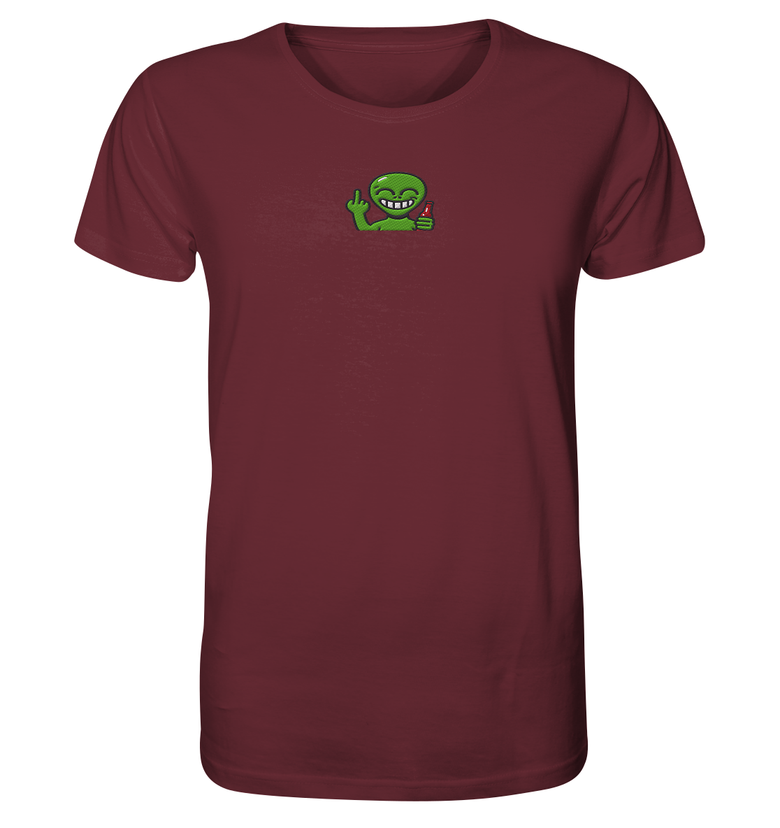 Alien mit Mittelfinger – Cosmic Party, irdischer Finger - Organic Shirt (Stick)