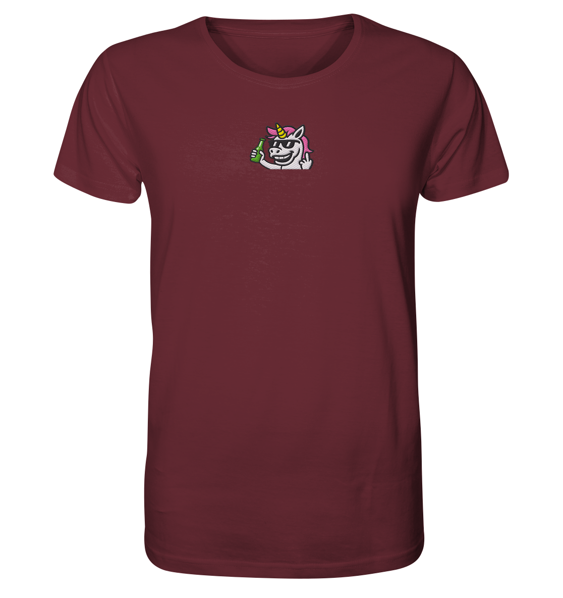 Einhorn mit Mittelfinger – Im Partymodus scheißt’s auf Glitzerregeln - Organic Shirt (Stick)