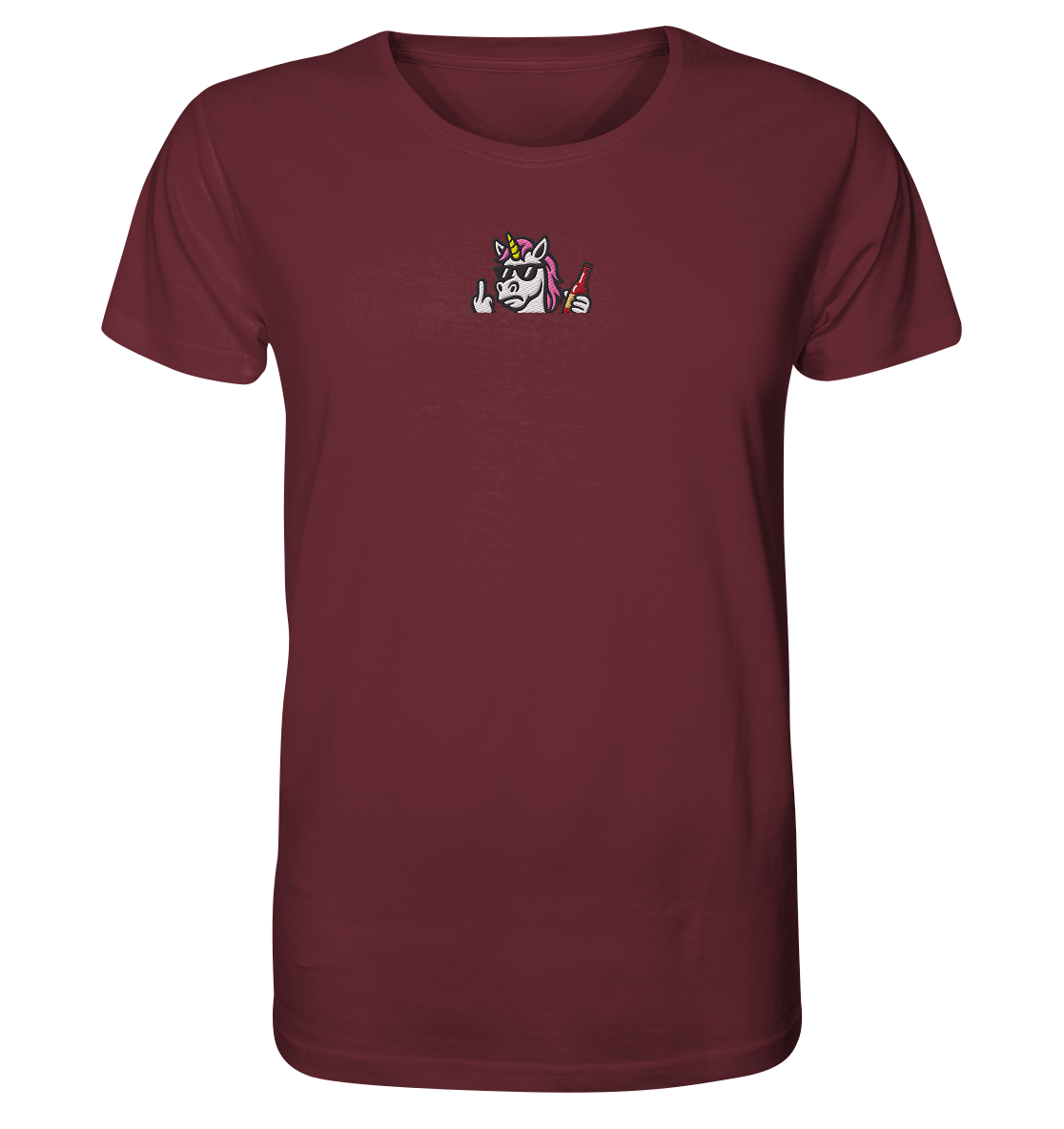 Einhorn mit Mittelfinger – Rave-Rainbow in Rebellion - Organic Shirt (Stick)