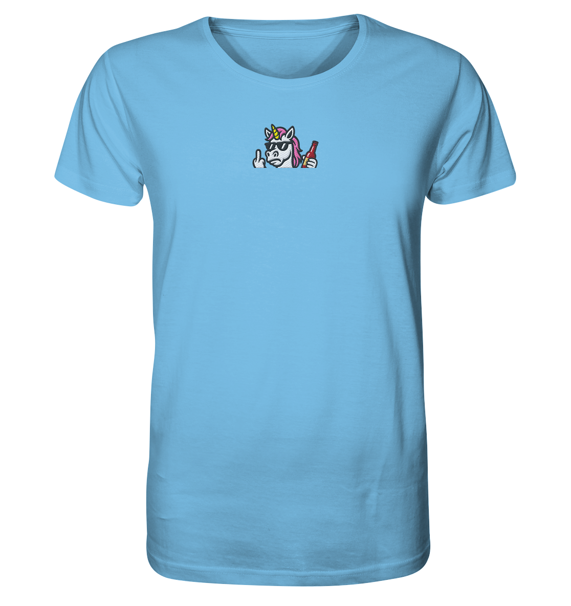 Einhorn mit Mittelfinger – Rave-Rainbow in Rebellion - Organic Shirt (Stick)