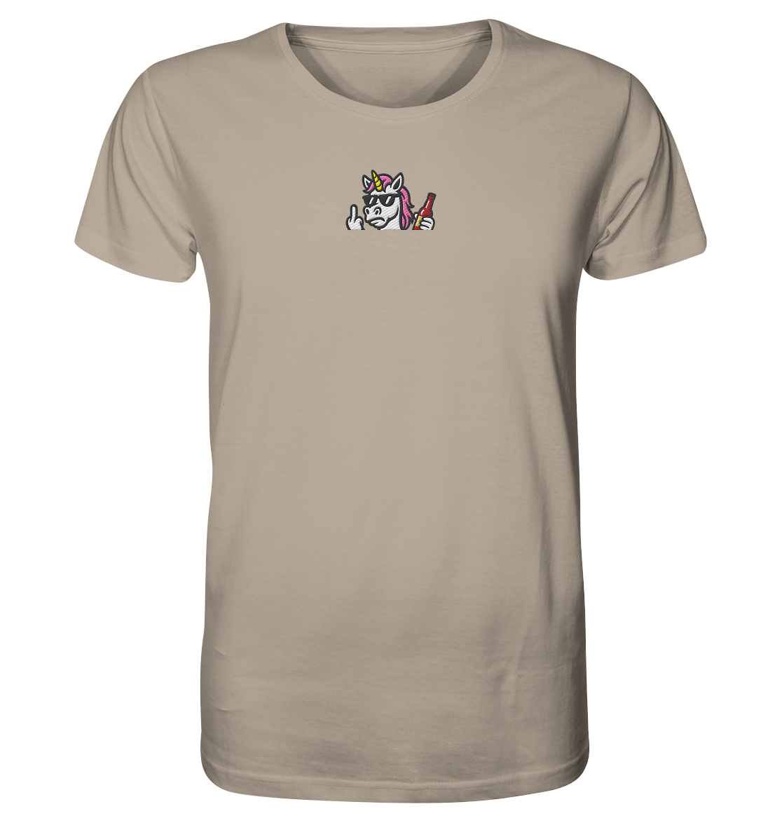 Einhorn mit Mittelfinger – Rave-Rainbow in Rebellion - Organic Shirt (Stick)