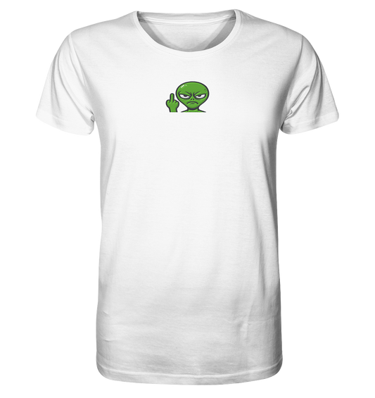 Alien mit Mittelfinger – Erdleben ist kein Ponyhof - Organic Shirt (Stick)