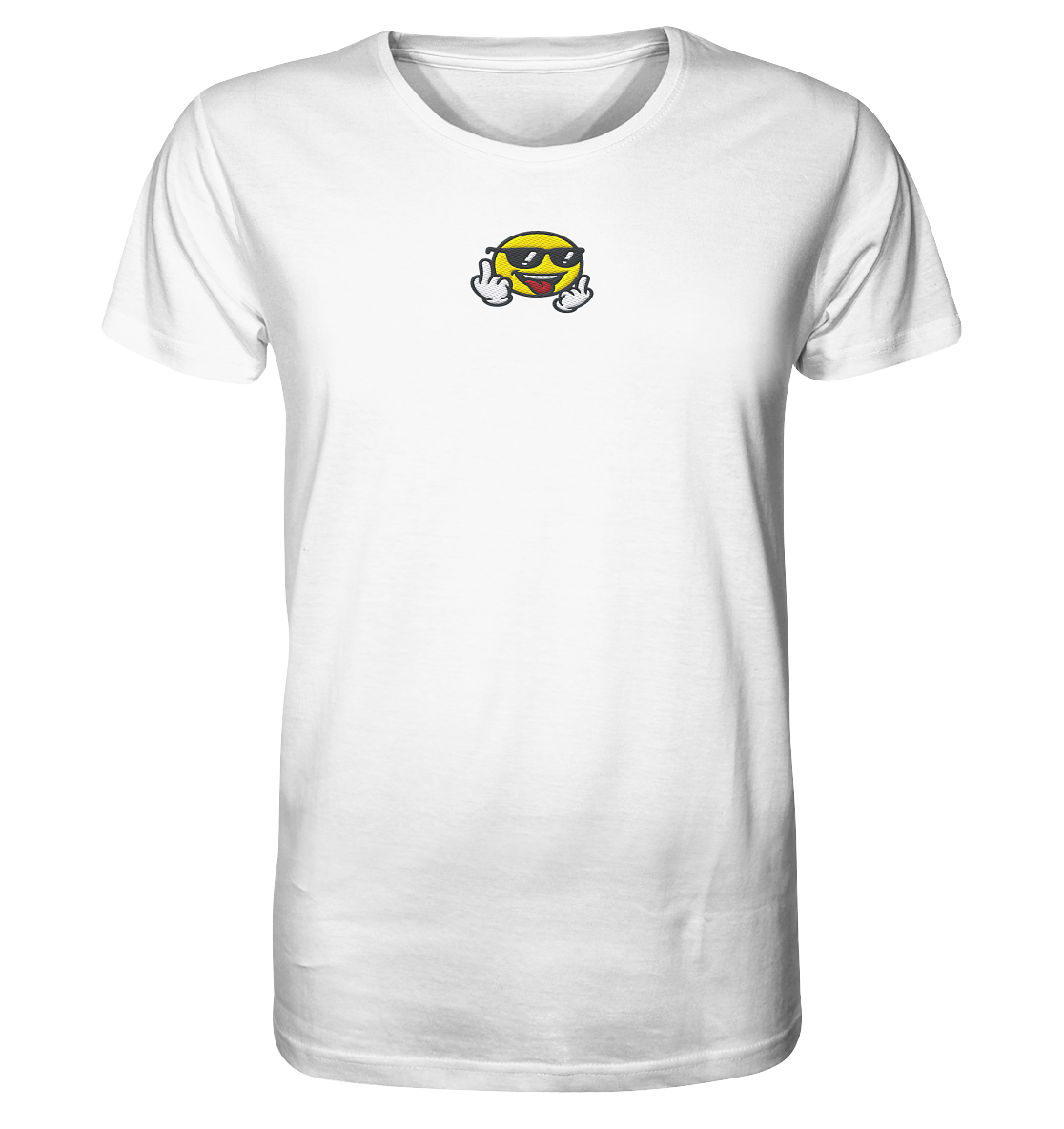 Smiley mit Mittelfinger – Der freundlichste Mittelfinger der Welt - Organic Shirt (Stick)