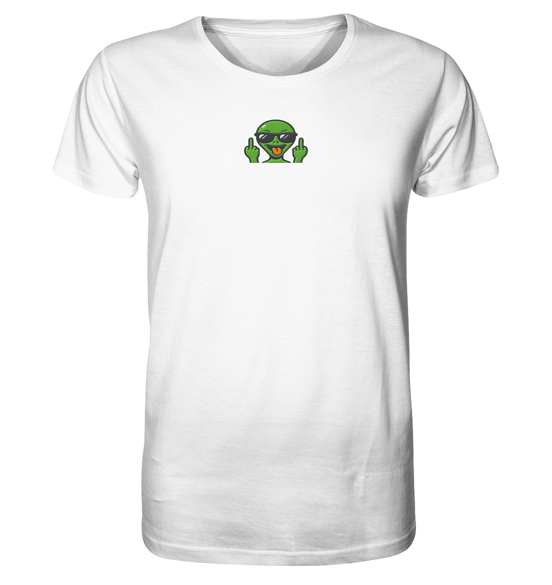 Alien mit Mittelfinger – Grüße vom Planeten Genervt - Organic Shirt (Stick)
