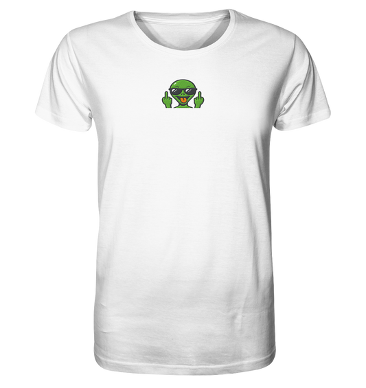 Alien mit Mittelfinger – Grüße vom Planeten Genervt - Organic Shirt (Stick)