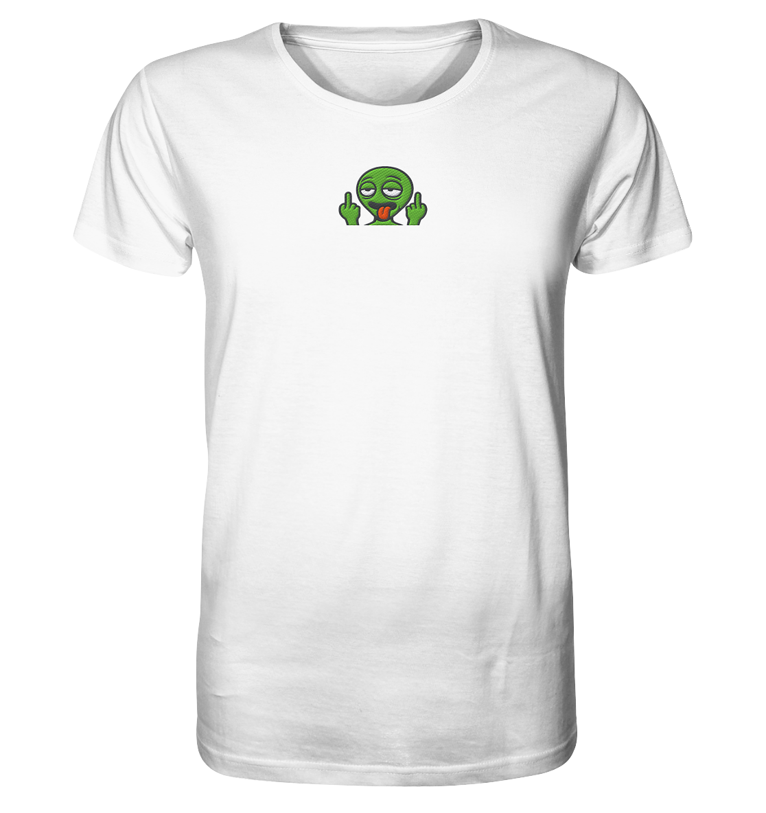 Alien mit Mittelfinger – Ich will nach Hause, aber erst flippe ich euch noch - Organic Shirt (Stick)